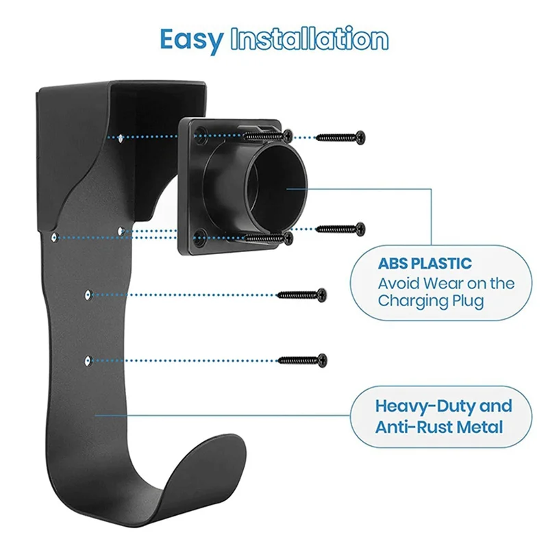 

A77Q-SAE J1772 EV Charger Holder Wall Mount For J1772 EV Charger Models Charging Cable Holder