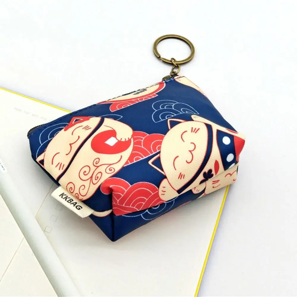 Cute Polyester Keychain Wallet Girl Boy Cartoon Print Small Coin Purse Money Bag Children Small Organizer Pouch