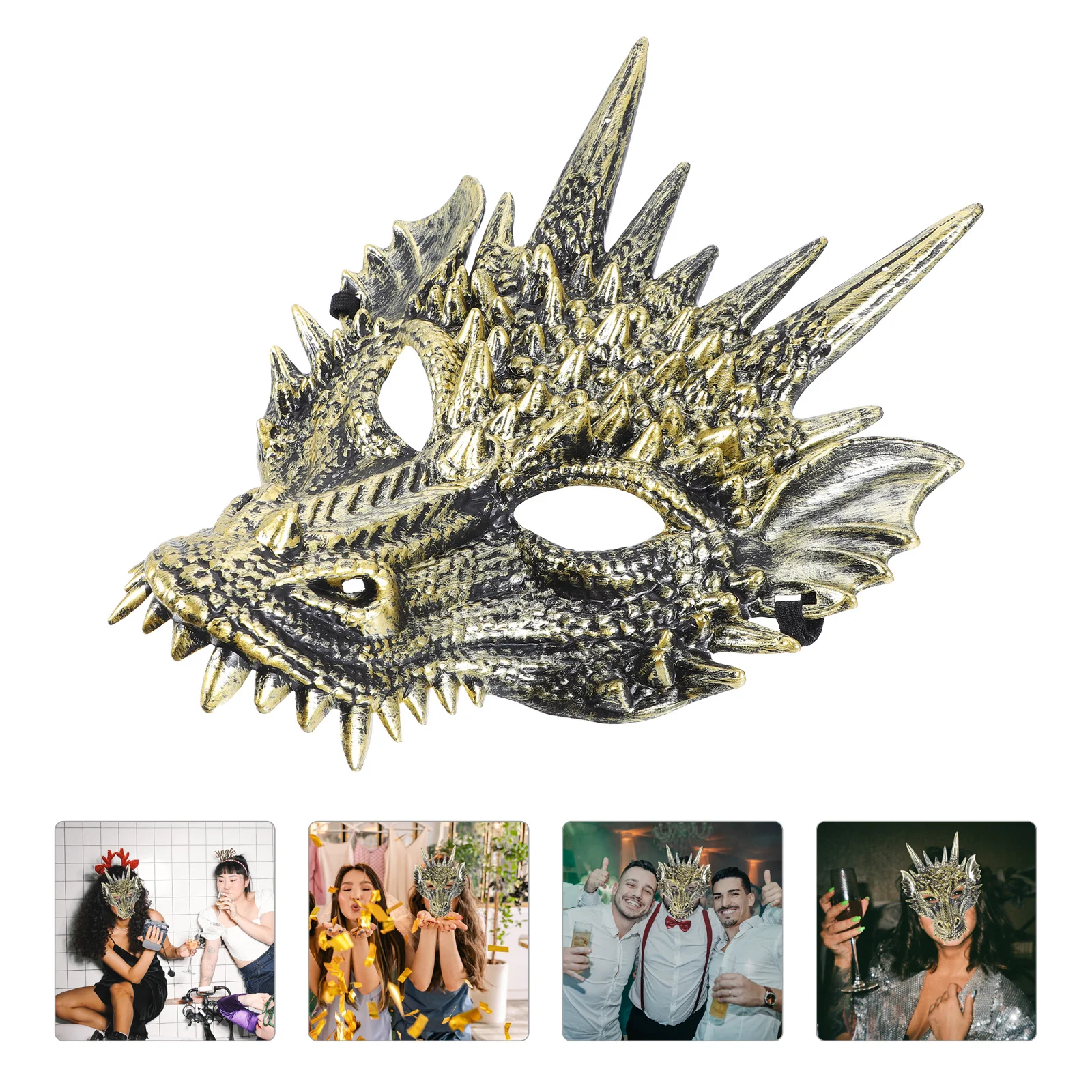 Dragon Mask Halloween Party Half Face Furry Makeup Animal Special Clothing Looks Cosplay Costume Accessory Plastic