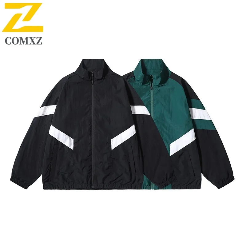 سترة COMXZ للرجال بياقة واقفة مميزة للمشي لمسافات طويلة والسفر ومريحة للدراجات النارية على طراز الشارع ملابس خريفية خفيفة الوزن ومتينة #3