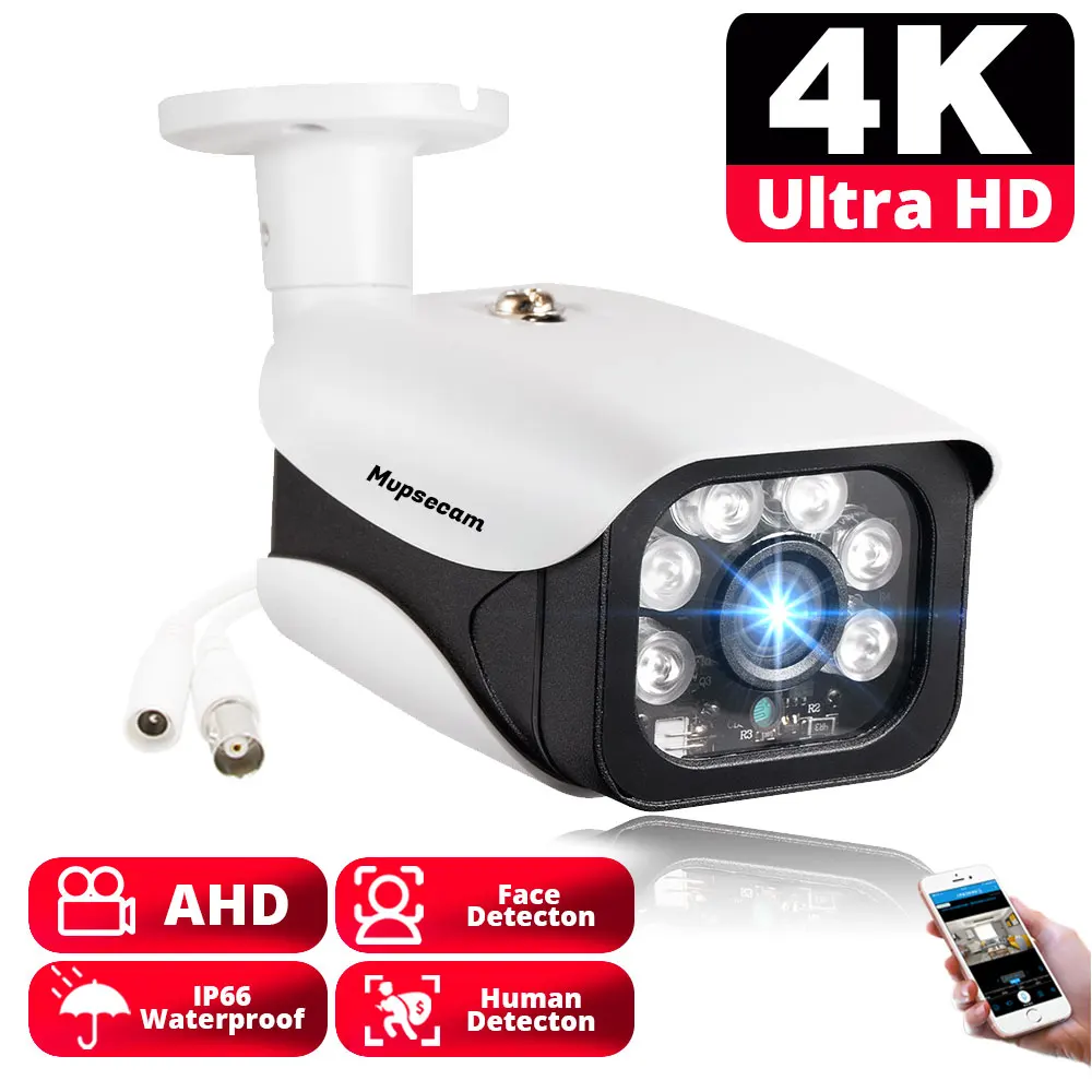 8MP 4K 6in1 TVI AHD CVI Outdoor Ultra HD Video Surveillance Weatherproof 100ft Day Night Vision Home Security Bullet CCTV Camera