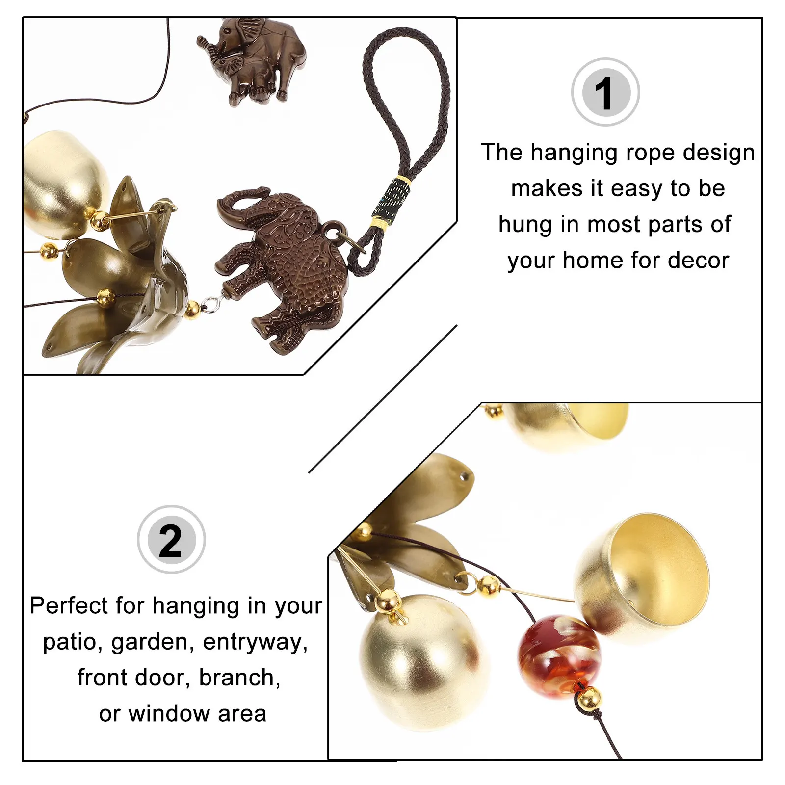 Vintage Metal Wind Chime Door Bell for Front Back Entrance Wall Hanging Decorative Chime with Crisp Ringing Sound Home Office