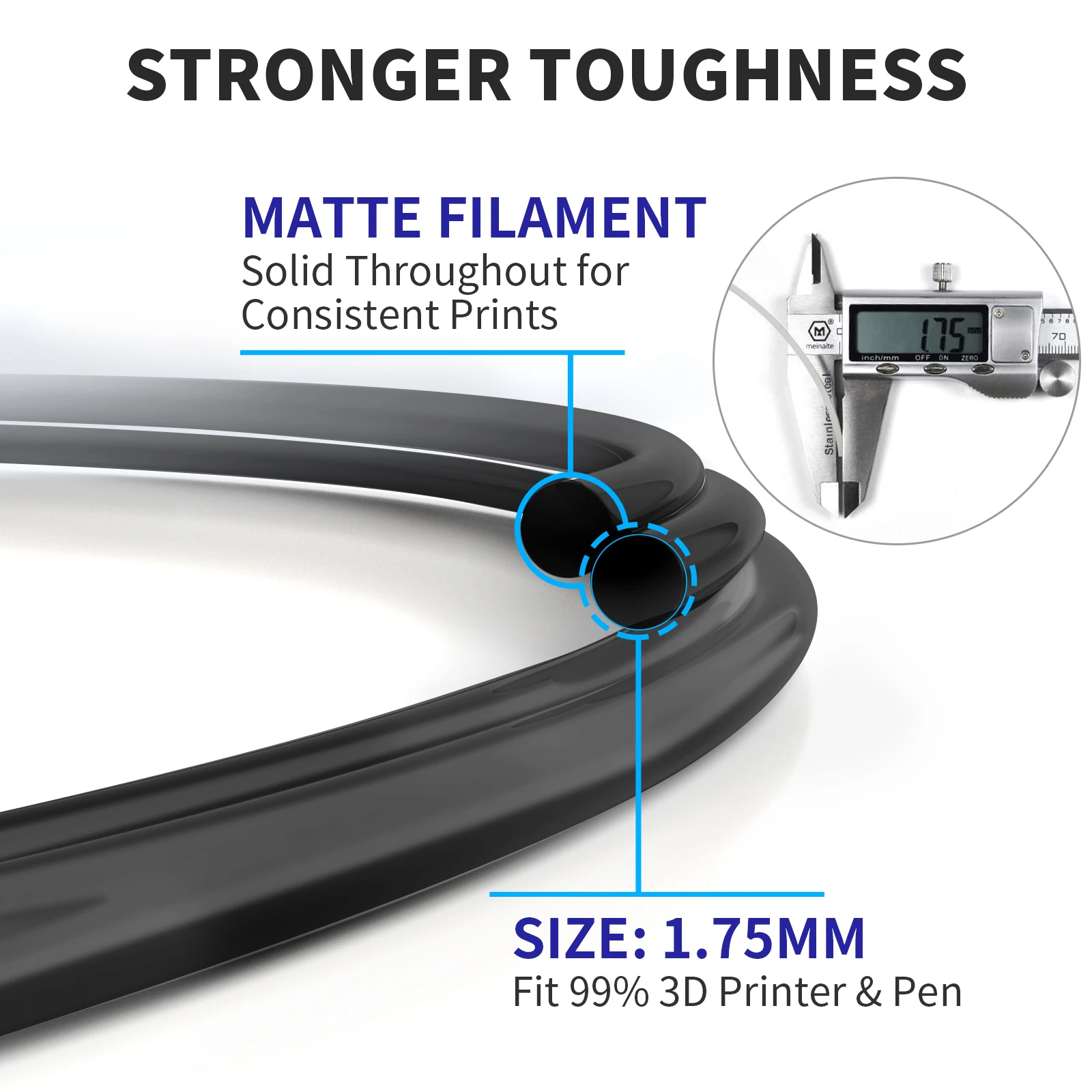 GIANTARM Matowy Filament PLA 1,75mm 1kg, Niebłyszcząca Matowa Powierzchnia Filamentu do Drukarek 3D +/-0,03mm do Druku 3D FDM — zdjęcie produktu 2