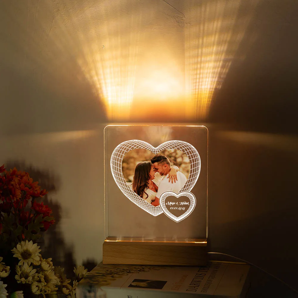 

Personalized Custom Photo Lamp Text Customized Bedroom Night Light Wedding Anniversary Birthday Valentine's Day Gifts