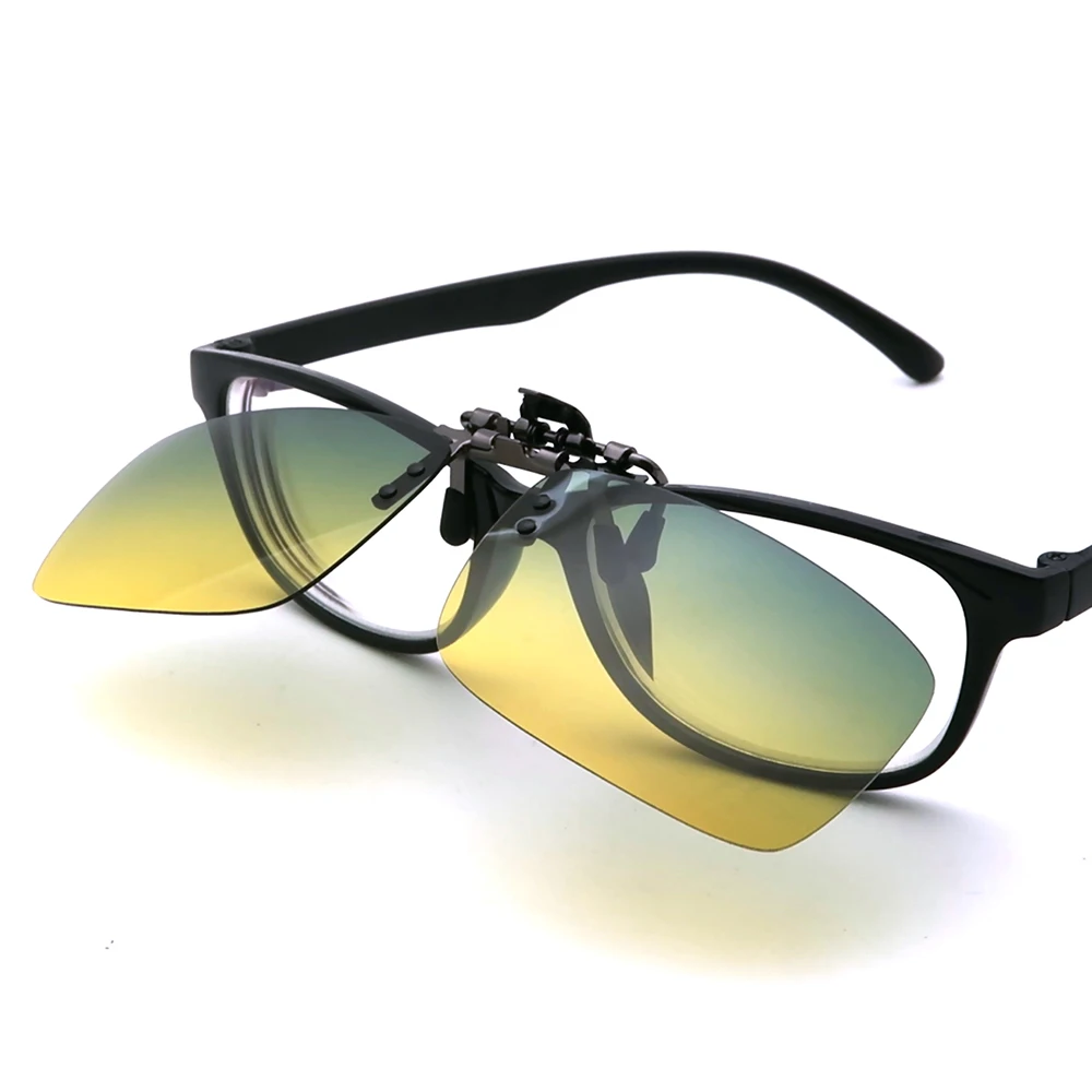 Day and Night Flip Up Clip On Sunglasses Polarized Square Driving Men For Prescription Glasses UV400 Women Fishing