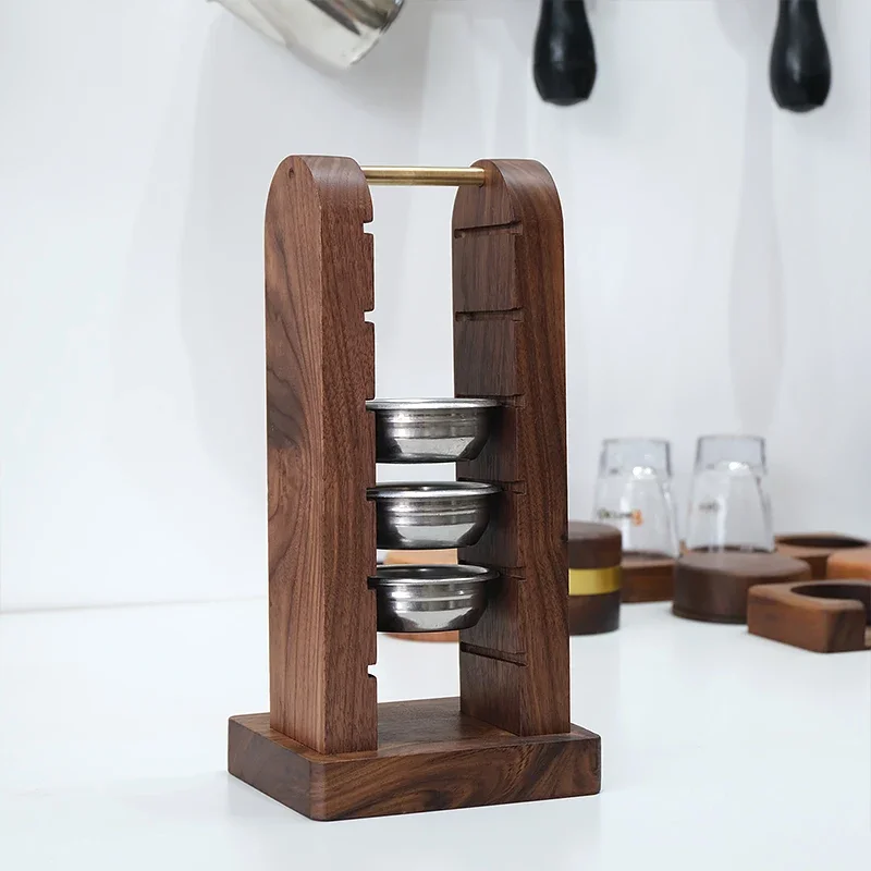 

Simple Powder Bowl Storage Rack Coffee Shop Powder Bowl Finishing Rack 58mm Black Walnut Italian Coffee Tools