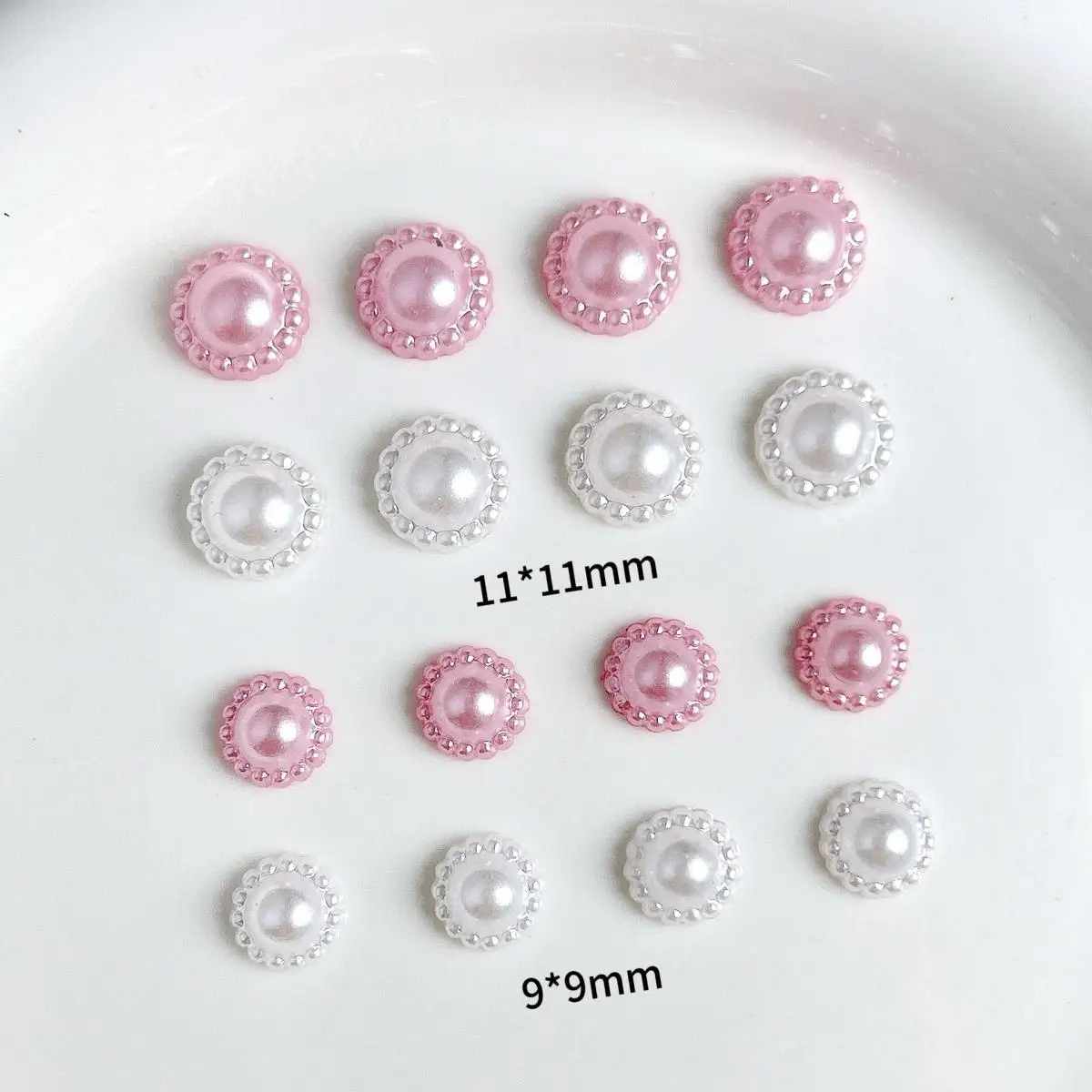 

Pink White Mixed Flat Bottom Pearl Nail Art Decoration 3D Plastic Imitation Pearl Style Nail Charms Supplies For DIY Crafts