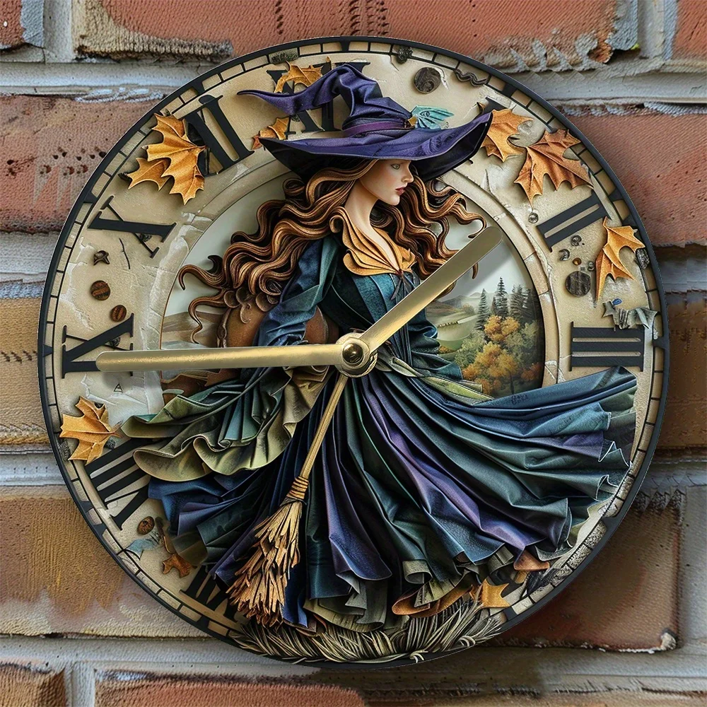 

Aluminum Wall Clock - Witch Theme, Diy Decor For Office & Home, Perfect Gift For Girls And Father'S Day room decoration