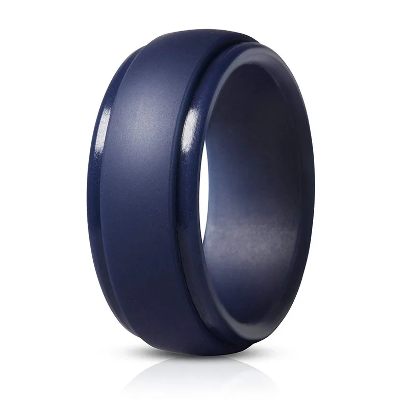 8mm Classic Silicone Rings for Men Women Dome Beveled Edge Flexible Outdoor Sports Silicone Finger Ring Jewelry