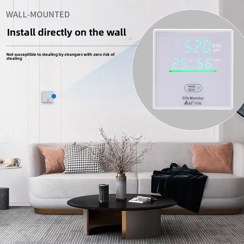 AZ7730 Wall-mounted CO2 Detector Humidity Detection Industrial NDIR Sensor Ex Certificate Air Quality Monitoring Temperature