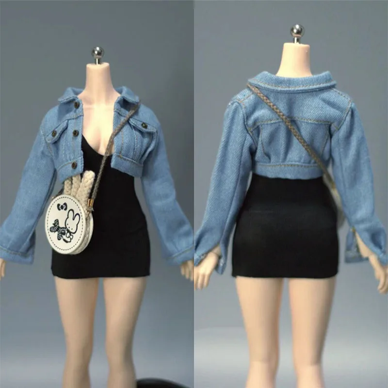 In Stock DMTOYS 1/6 Scale Fashion Trend Sexy Personality Beauty Denim Coat dress set Fit 12inch Action Figure Model Toys