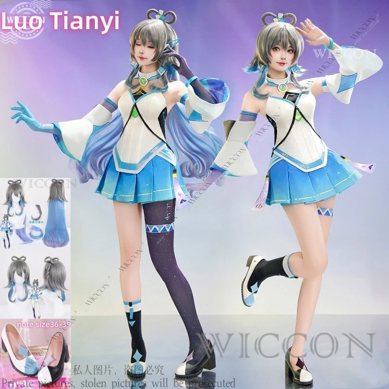 

Luo Tianyi Косплей Костюм Певица Косплей Женский Милый Костюм Платье Luo Tianyi AI Косплей Виртуальная Певица Проекция Парик Обувь