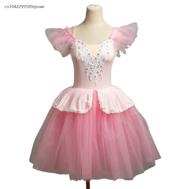 Robe longue Tutu de Ballet bleue pour enfants, Costume de spectacle de danse du cygne pour filles, robe de danse du ventre à bretelles, 2025