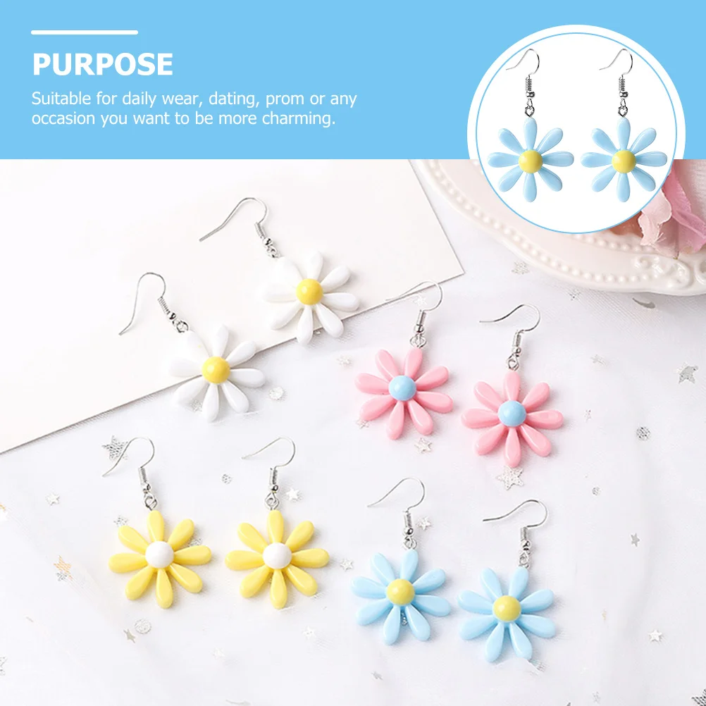

Candy Colored Earrings Women's Fashion Jewelries Pendant Dangle Flower Resin of The Crowd