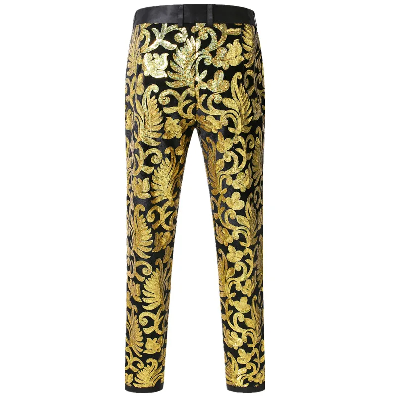 Men's Gold Sequin Suit Pants, Red Dress Trouser, Suitable for Weddings/Parties/Stage Performances, Blue, Green, Purple Available