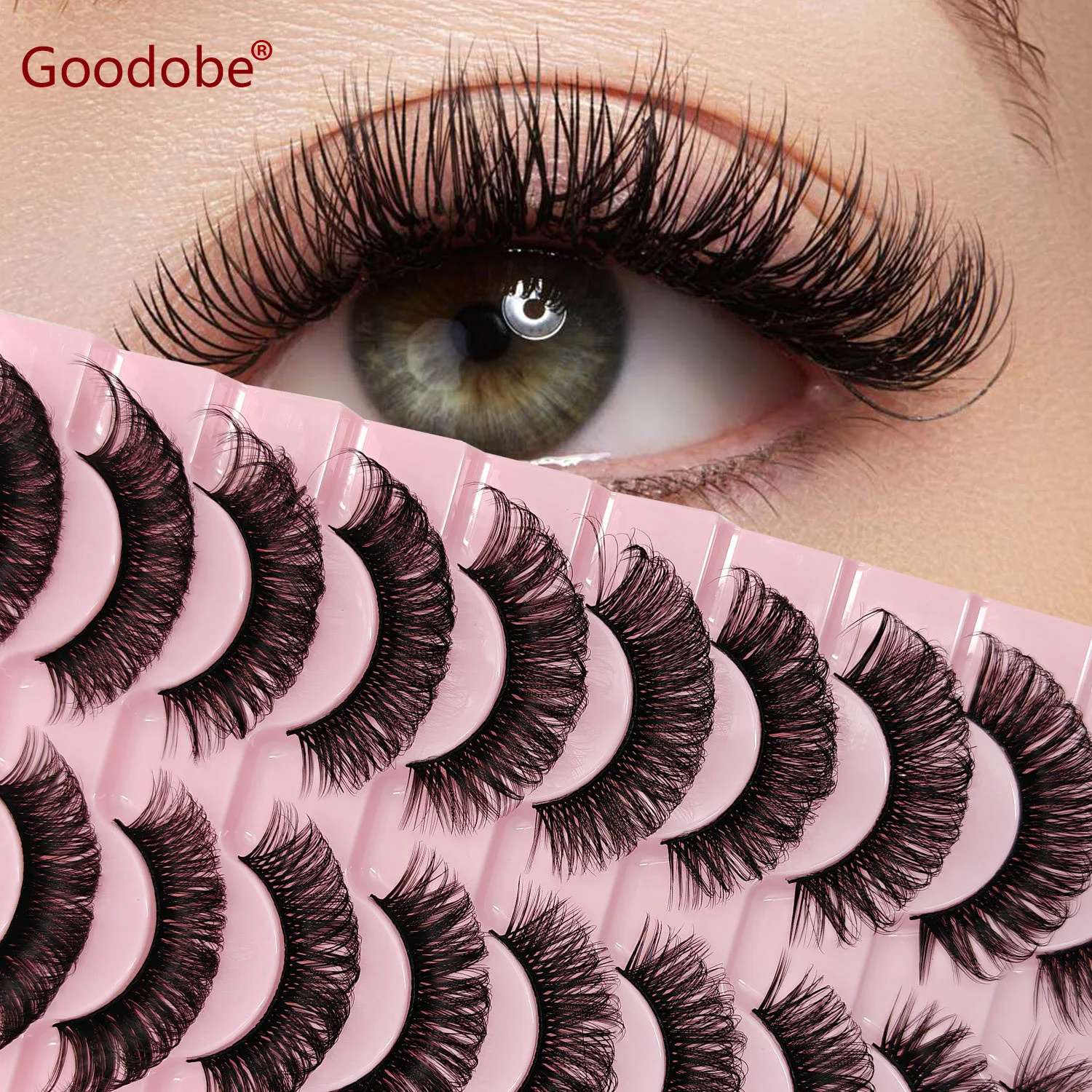 

10pcs Russian Strip Lashes Makeup Lashes 3D Mink Volume Fluffy Natural False Eyelashes Thick Dramatic Mink Eyelashes Wholesale