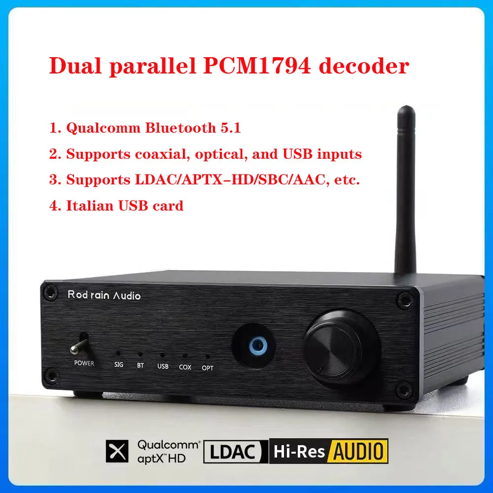 Dual parallel PCM1794 decoder QCC5125 Bluetooth 5.1 USB sound card headphone amplifier super CSR8675 5.0