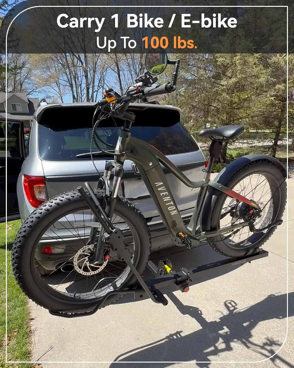 Single Bike Rack Hitch with Ramp for E-Bikes 100 lbs Capacity
