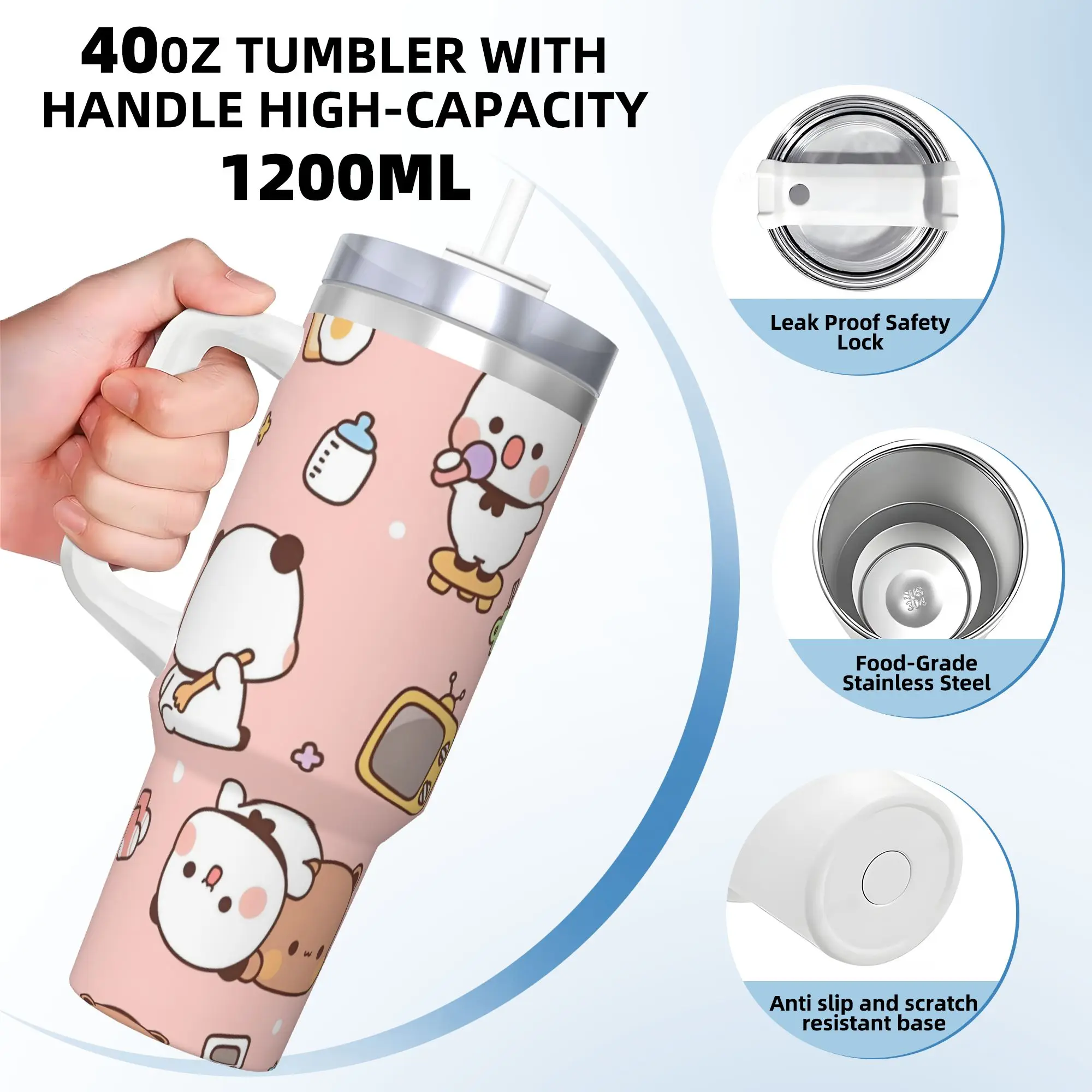 

Bubu And Dudu Panda Tumbler Cold Drink Water Bottle Insulated Stainless Steel Thermal Cups Printed Driving Mugs Cup