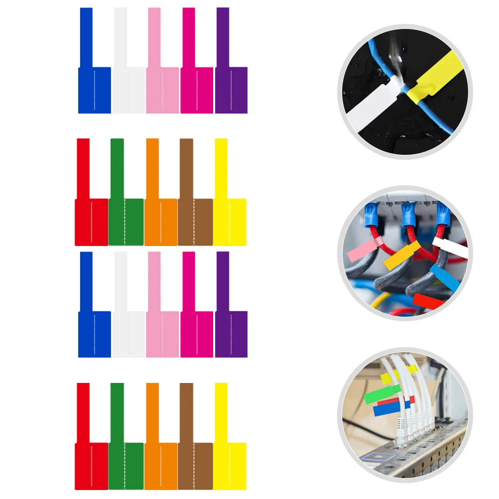 

20 Sheets Cable Labels Self-Adhesive Colored Cord Tags Printable Identification Cable Organizers for Office Home School Wire