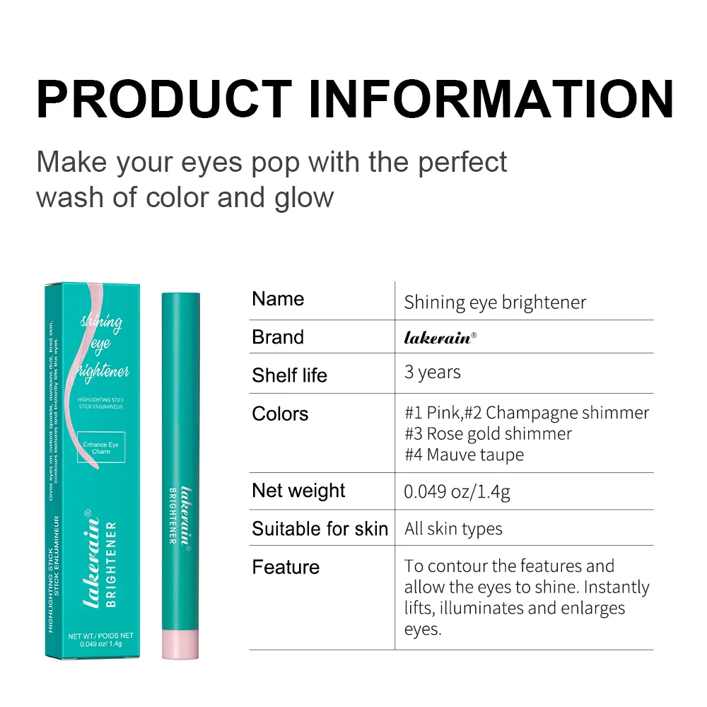 Lakerain-防水シルクワーム蛍光ペン、長持ちする真珠蛍光ペン、細かいフラッシュ、スリーパー、4色選択