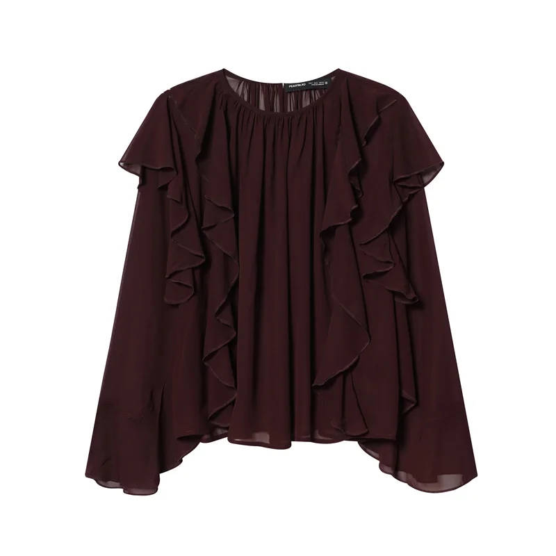 

New Women's Shirt Loose Layered Decoration Women's Top Ruffle Bell Sleeves Loose Elegant Top for Women