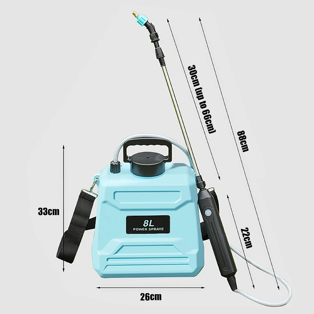 5L/8L Elektrischer Rucksacksprüher USB-Aufladbar Automatischer Pflanzenbewässerungssprüher mit Sprühpistole 120 Minuten Akkulaufzeit Tragbares Gartenbewässerungswerkzeug für Blumen, Gemüse, Rasen, Gewächshaus und Landwirtschaft – Detail 8