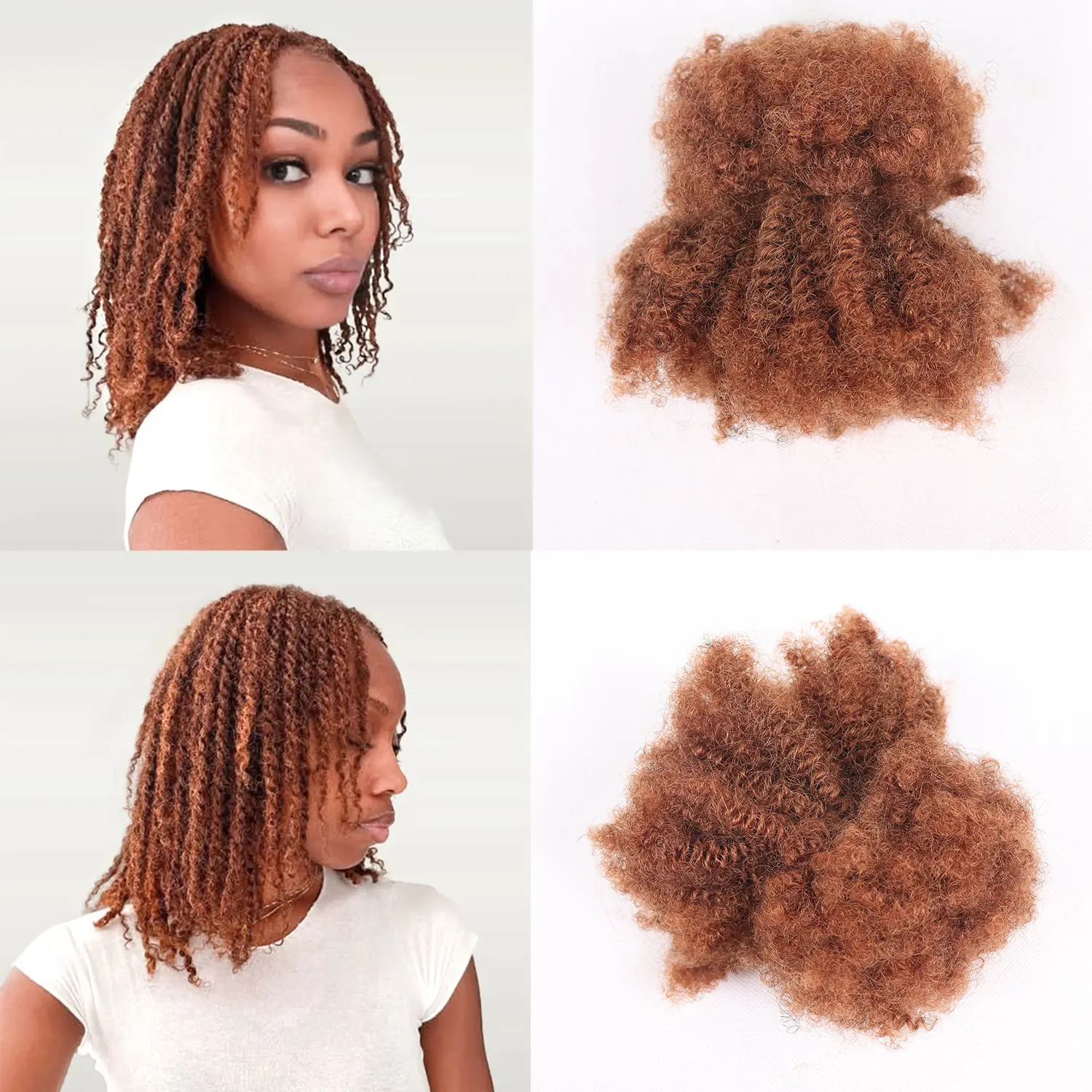 # 30 البني المحمر الأفرو غريب مجعد الشعر البشري السائبة للتضفير 50 جرام/الحزمة الكروشيه تمديدات شعر ريمي أقفال للضفائر لا لحمة