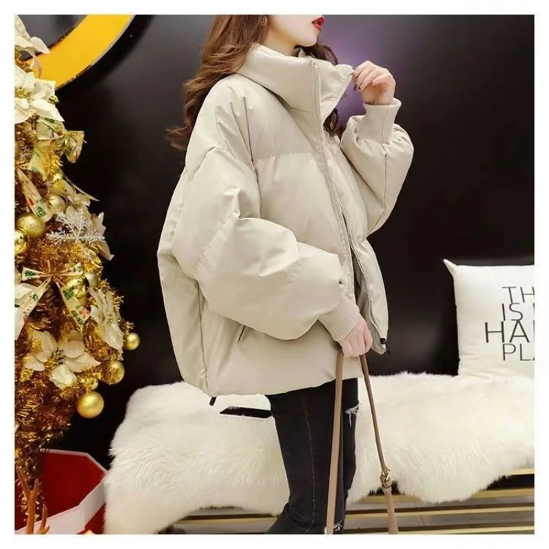 Inverno nova cor sólida gola manga longa moda parkas feminino high street casual zíper retalhos cardigan quente grosso topo