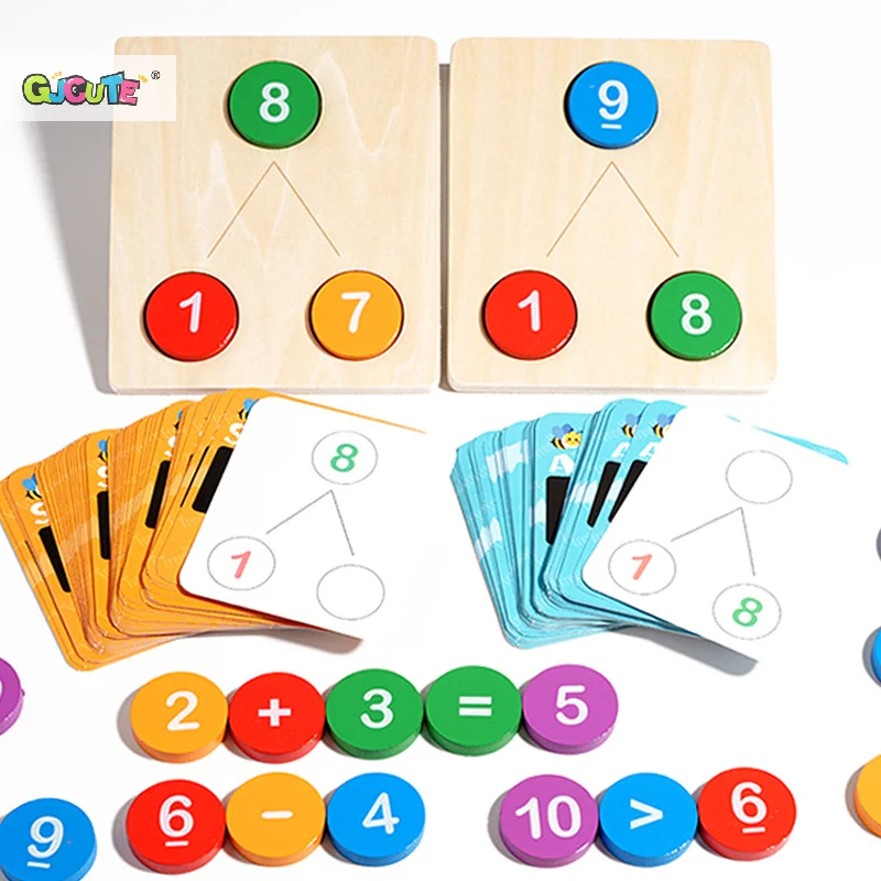 أطفال الرياضيات التعليم المبكر وسائل تعليمية خشبية التحلل الرقمي الحساب لعبة مونتيسوري عدد الإدراك العد اللعب