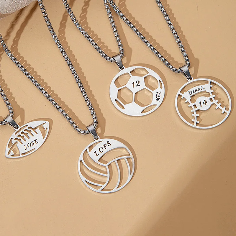 

Personalized Ball Pendant - Custom Name Engraving - Stainless Steel Necklace - Gift For Fans