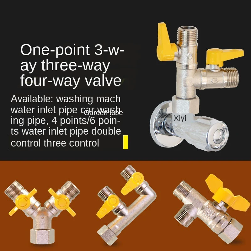 Water Flow Valve Three-way, One In and Two Out, Car Wash Water Pipe Washer