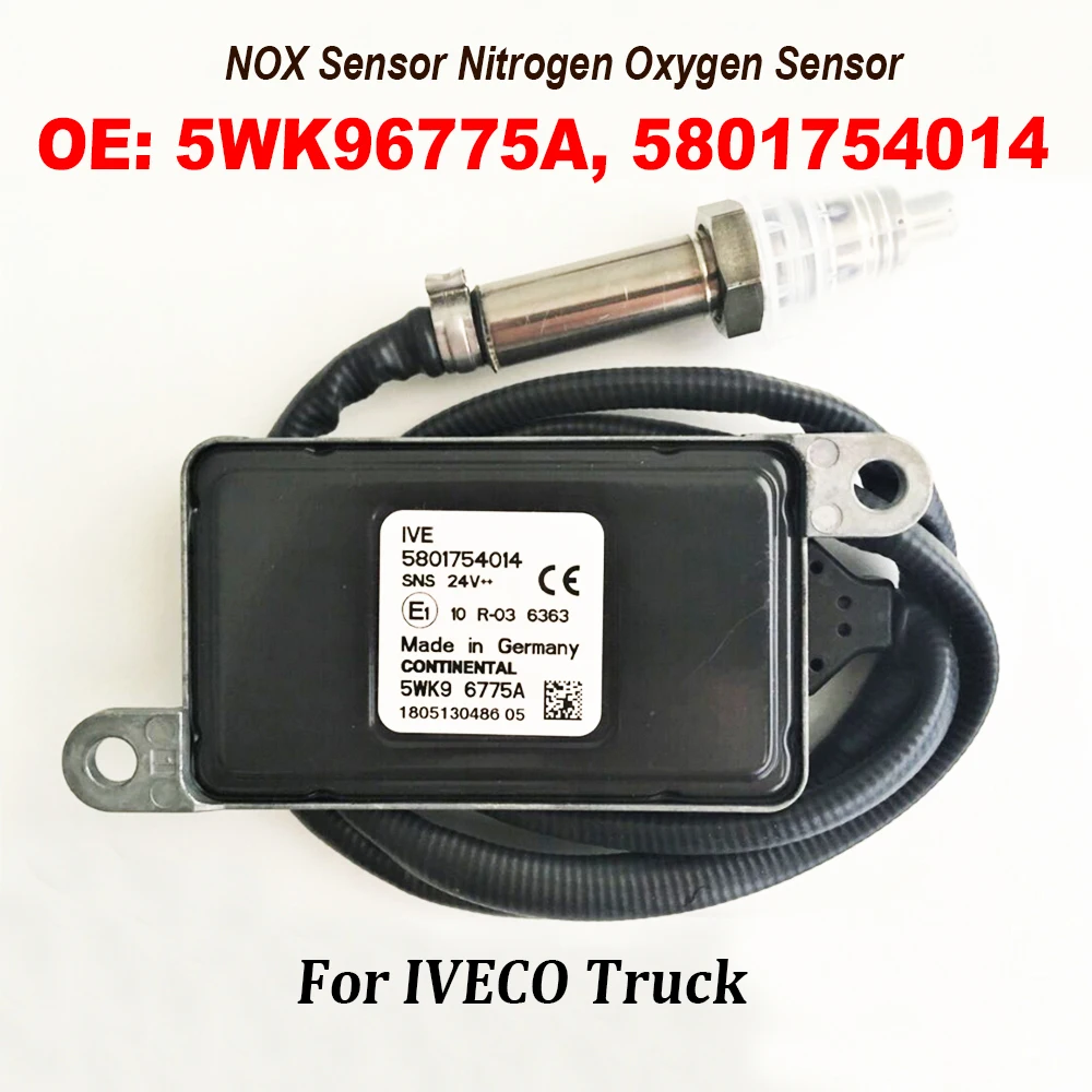 NOX Sensor 5801754014 5WK96775A Nitrogen Oxygen Sensor 24V Compatible with IVECO Truck Part High Quality Chip 5WK9 6775A