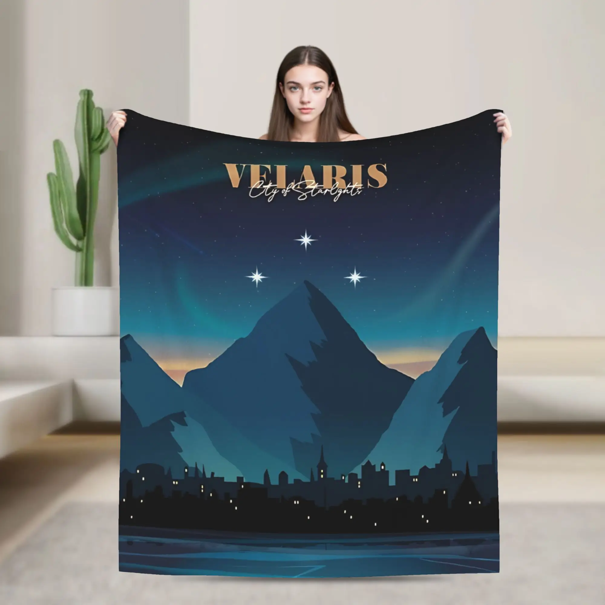 

Velaris City of Starlight Blankets Quality Super Soft Throw Blanket Winter Travel Office Living Room Street Trend Bedspread