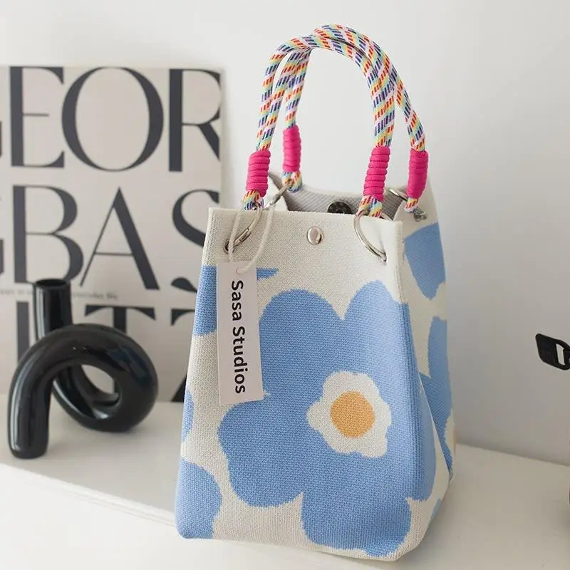 Convenient 2026 Knitted Handbag with 3D Magnetic Snap Clutch for Fashion Fans