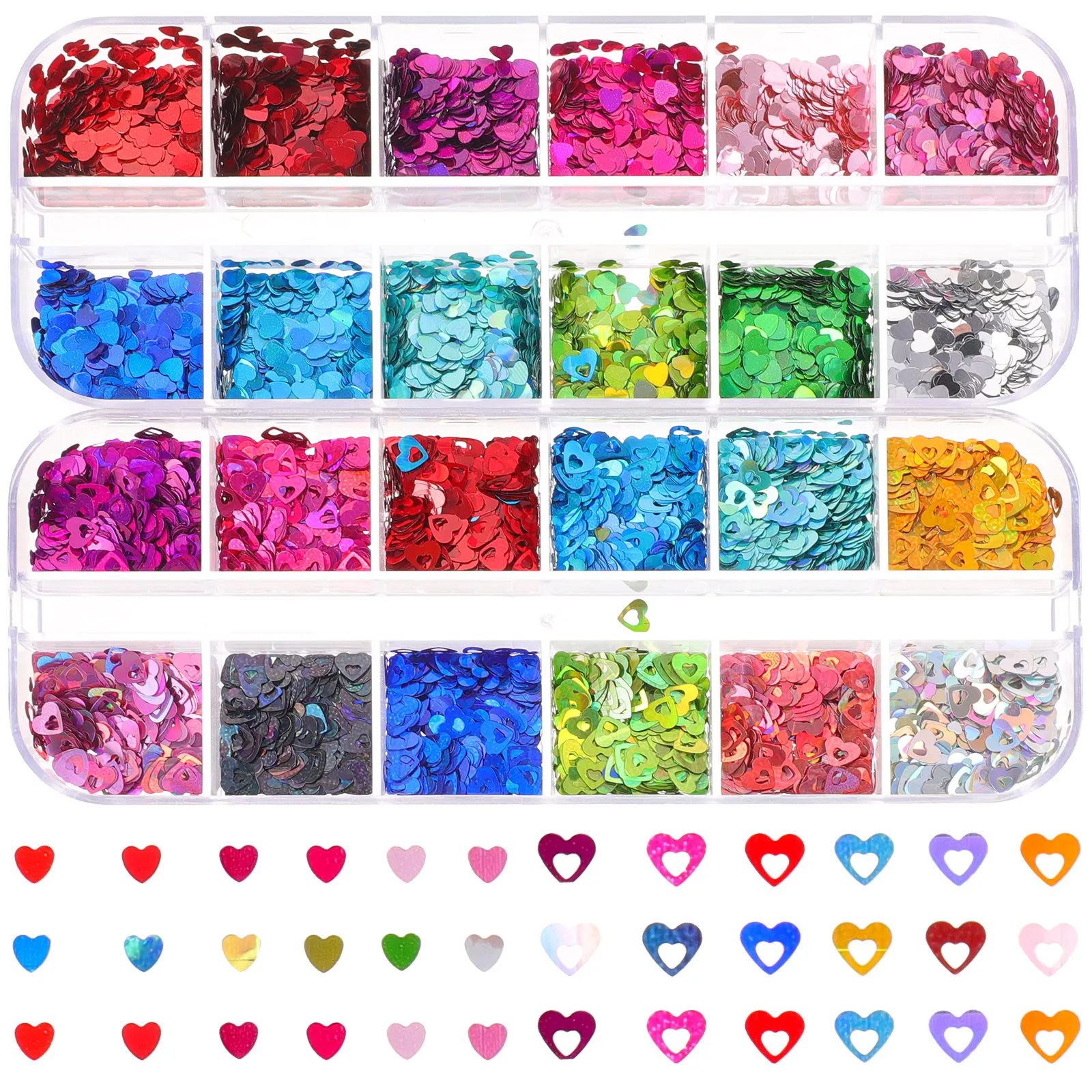 

2 Boxes Heart Shaped Nail Glitter Sequins Nail Art Decoration DIY Manicure Supplies Valentine's Day Rave Party Makeup Glitter