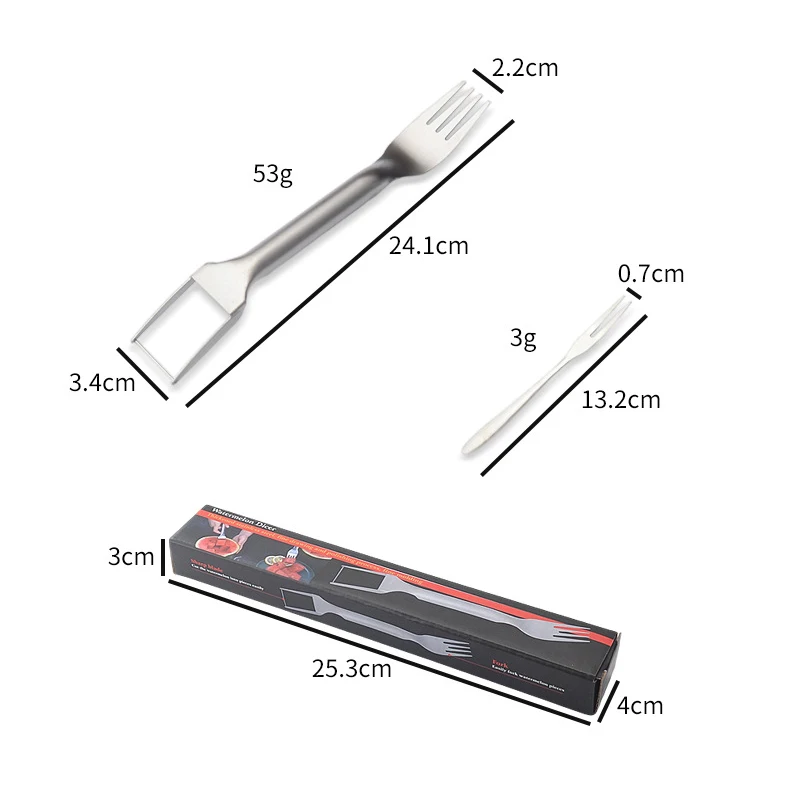 Krajalnica do arbuza ze stali nierdzewnej 2 w 1 wielofunkcyjny widelec do owoców do sałatek kantalupa narzędzie do cięcia przyrząd kuchenny