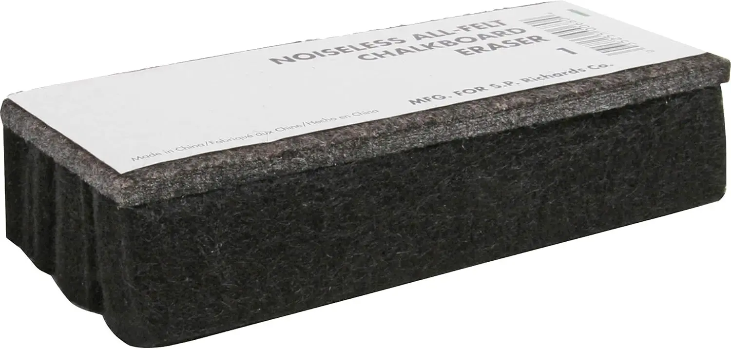 

All-Felt Chalkboard Eraser, Dustless, 6 x 2.5 Inches, Black