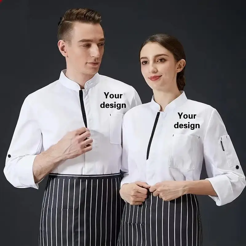 Spring Autumn Long Sleeves Kitchen Chef Uniform Work Uniform Embroidery Name Print Logo Hamburger Pastry Shirt Jacket