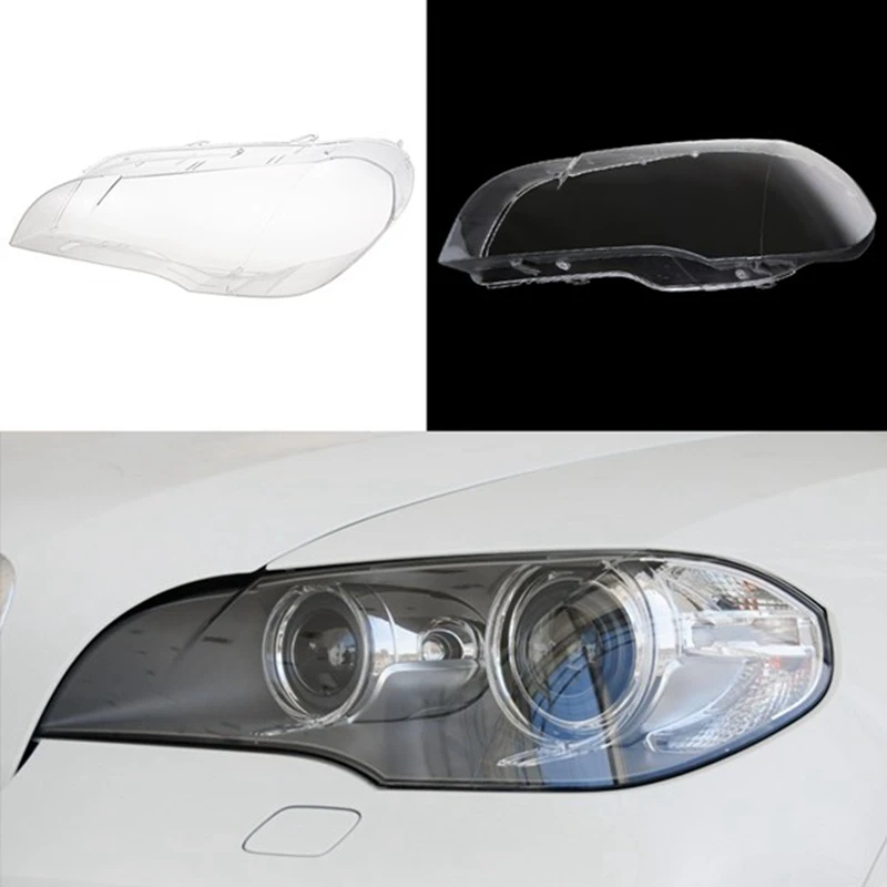 Car Clear Headlight Lens Cover Replacement Head Light Lamp Shell Cover For-BMW X5 E70 2008-2013 Left