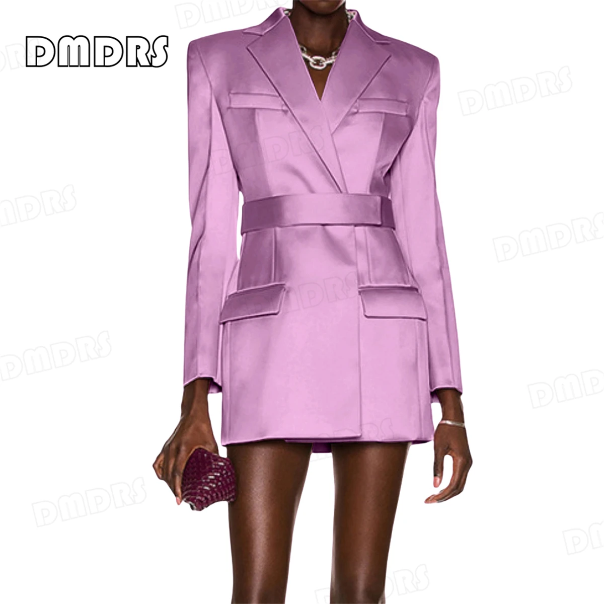 Silky Satin Suit Blazer for Women, Plus Size Solid Long Suit Jacket, Many Colors Customized Women's Suit Dress Daily Outfit