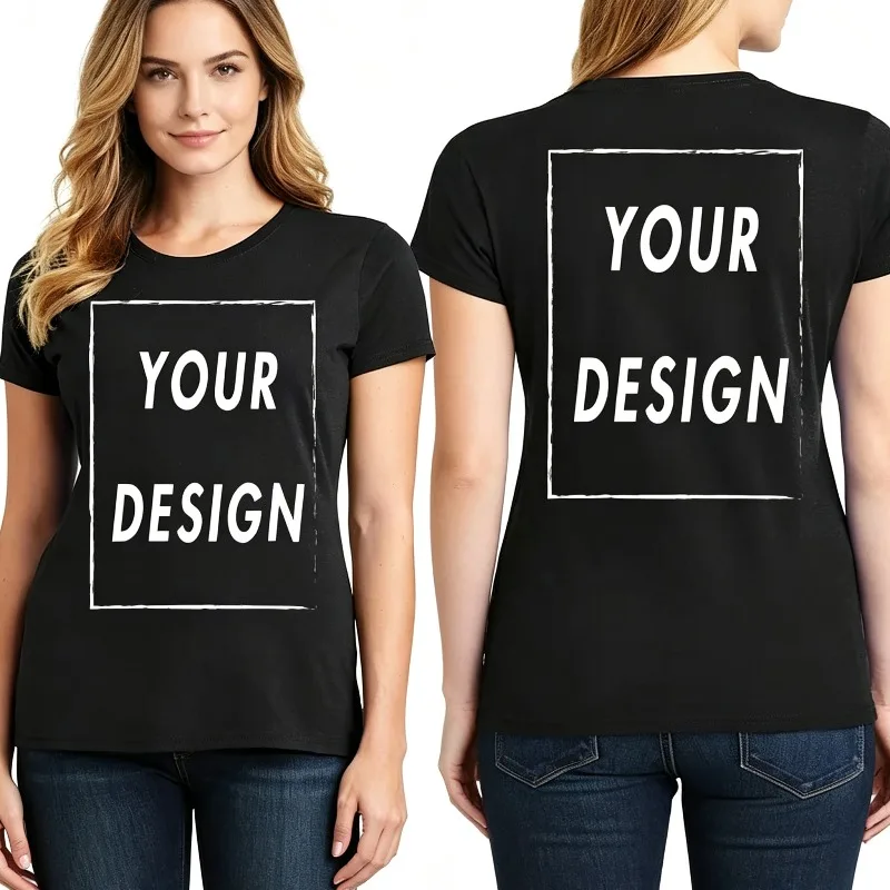 DIY Custom Polyester T-shirt For Men Women Add Your Own Front Back Print Text Design High Quality Blank Custom Printing Tee