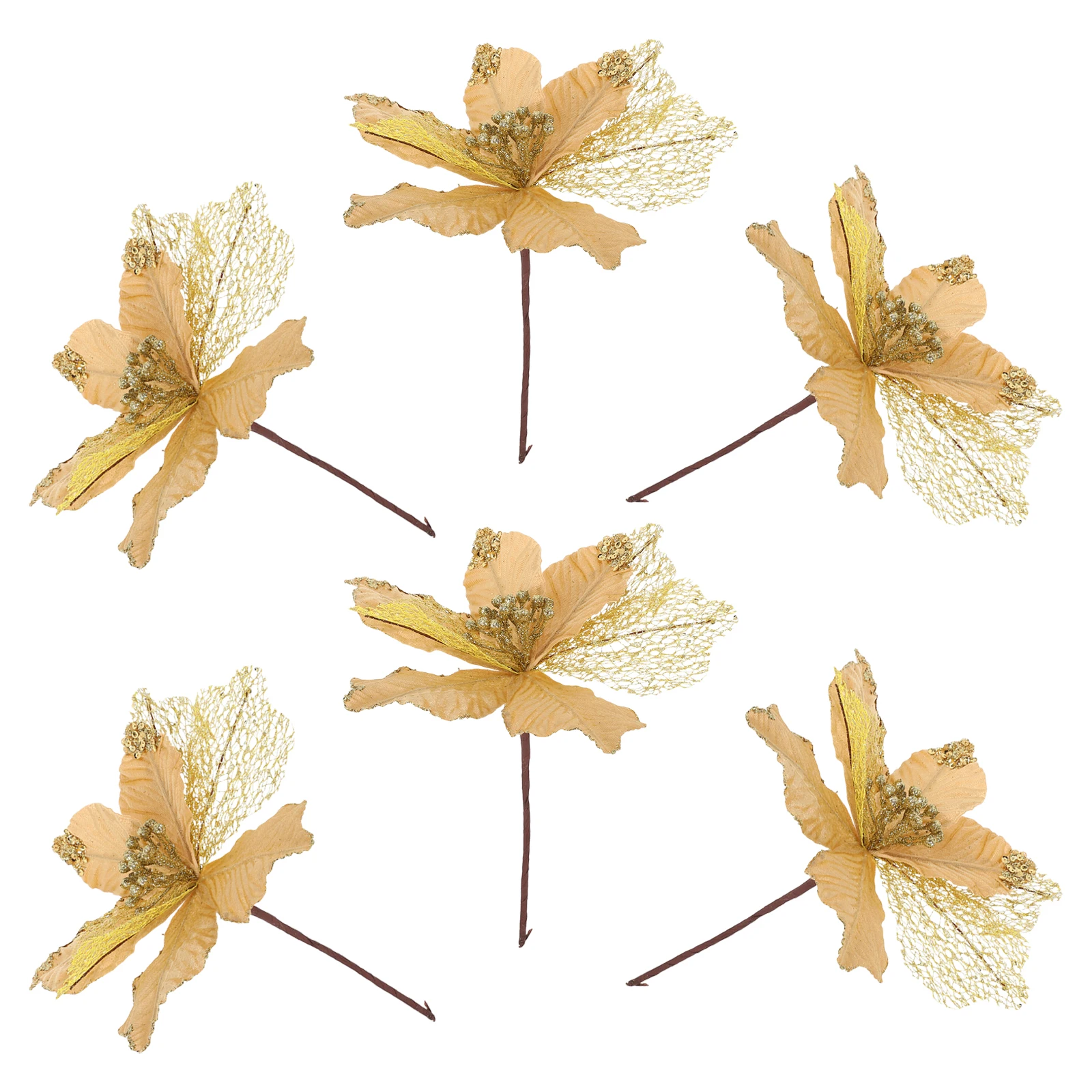 

6Pcs Artificial Spruce Christmas Tree Picks Glitter Flowers Branches Stems for Vase Holiday Floral Arrangement Wreath Decoration