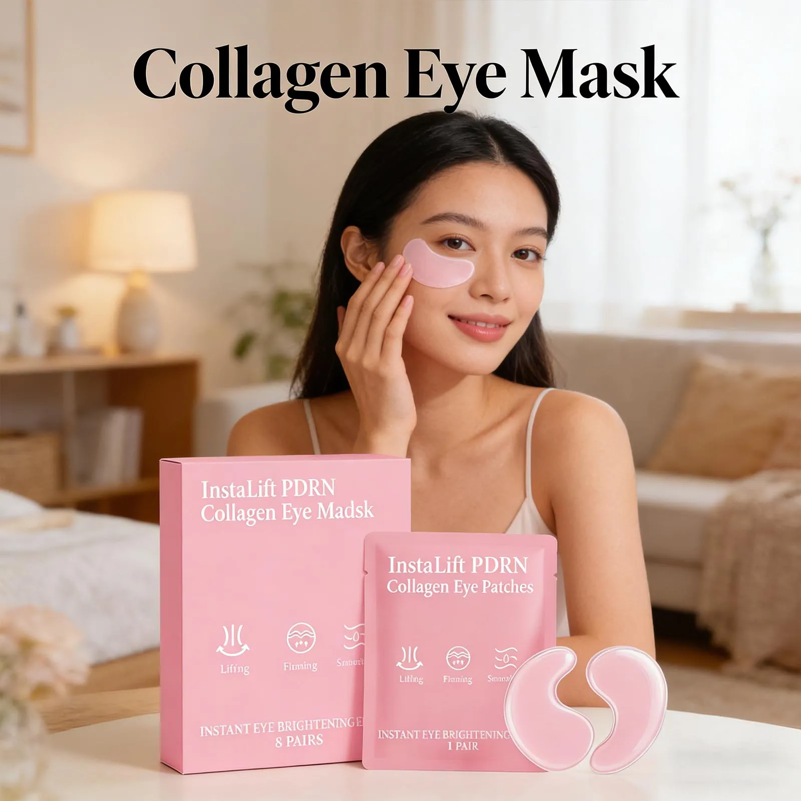 Mascarilla de Colágeno para Ojos, Hidratante Profunda, Anti-Hinchazón, Reafirmante, Iluminadora del Contorno de Ojos, Parches para el Cuidado Facial