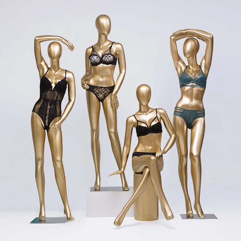 Golden Female Mannequin Full Body Display Attractive Showcase Dummy for Retail Clothing Boutique Decoration Clothing Accessories