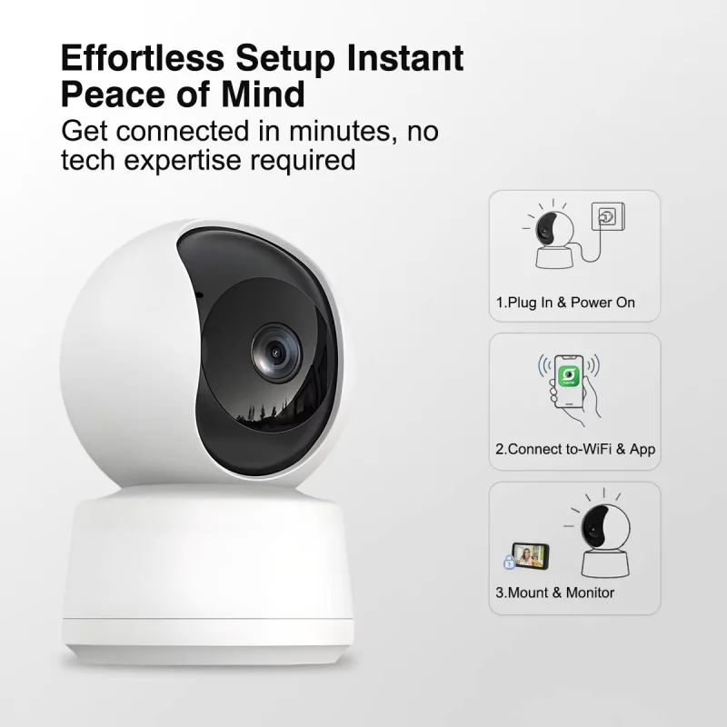 PTZ Wireless Network Indoor Camera  Intelligent Automatic Tracking  Two-Way Voice  Night Vision  Motion Detection  Home Camera