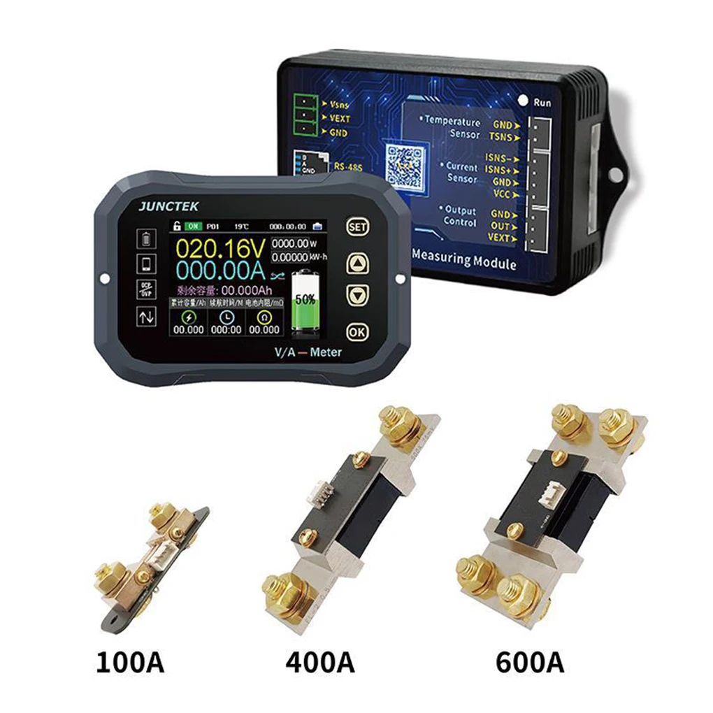 Bluetooth 100A/400A/600A RV Battery Monitor With/ Shunt Battery Capacity Meter Battery Coulomb 100A KG-110F