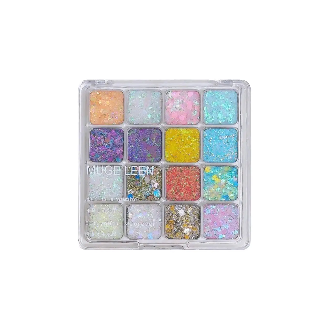 MUGE-bandeja de sombra de ojos con purpurina de sirena, 16 colores, purpurina de perlas, maquillaje de escenario, purpurina de sirena