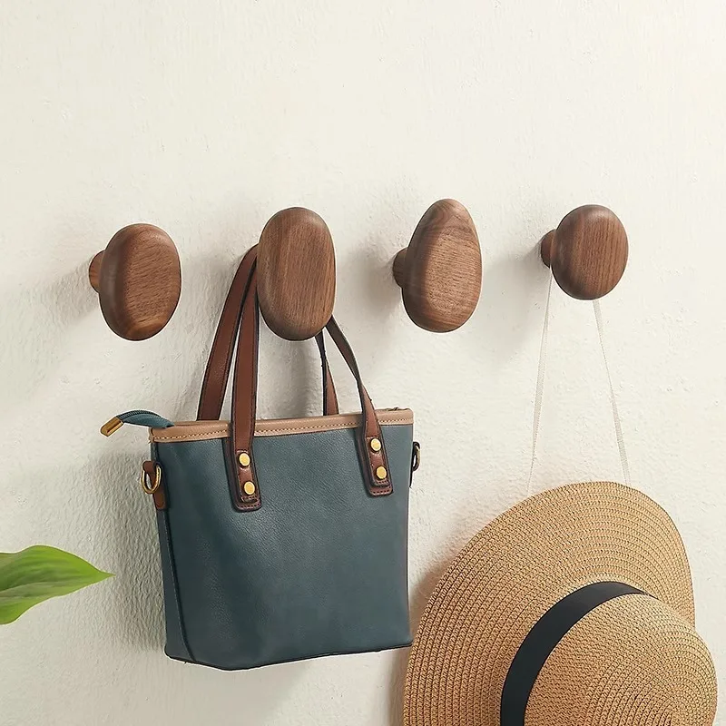 Pebble shaped Wall Mounted Coat Hook Key Hat Scarf Handbag Natural Wood Clothes Hanger Decorative Bathroom Rack Storage Hange