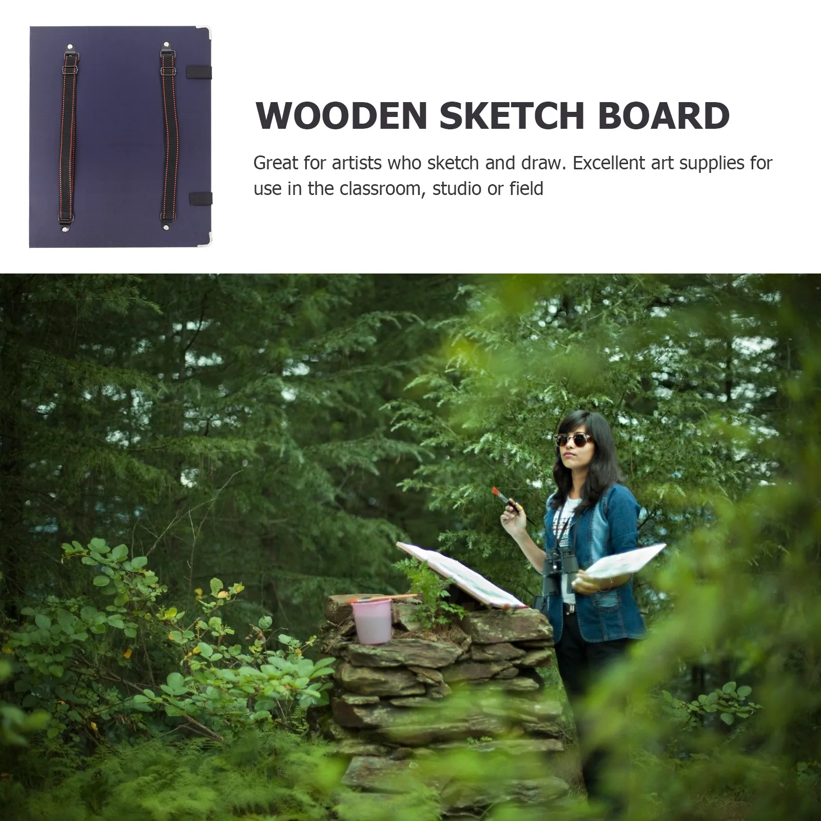 

Portable Wooden Sketch Board Waterproof Art Supplies Smooth Suitable for Classroom Studio Field Sketching